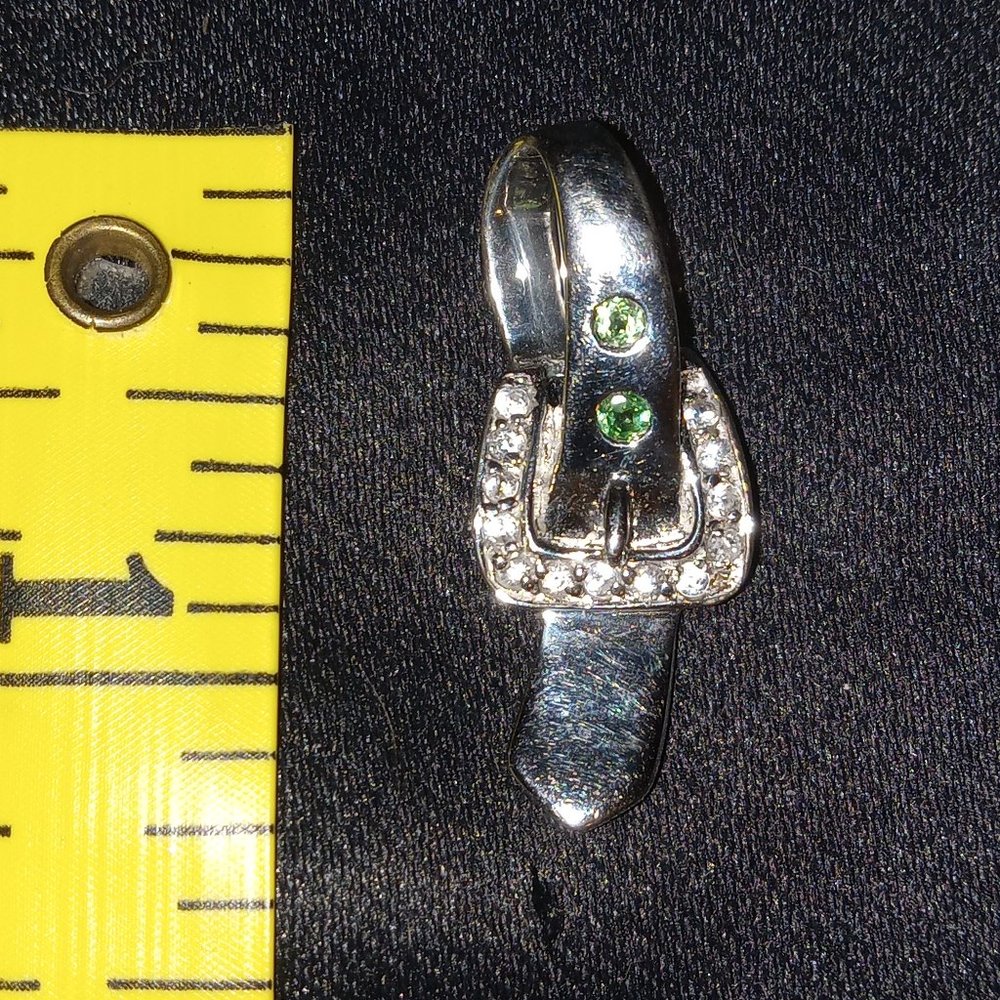 925 Sterling Silver Fancy Sapphire Belt Buckle Pendant